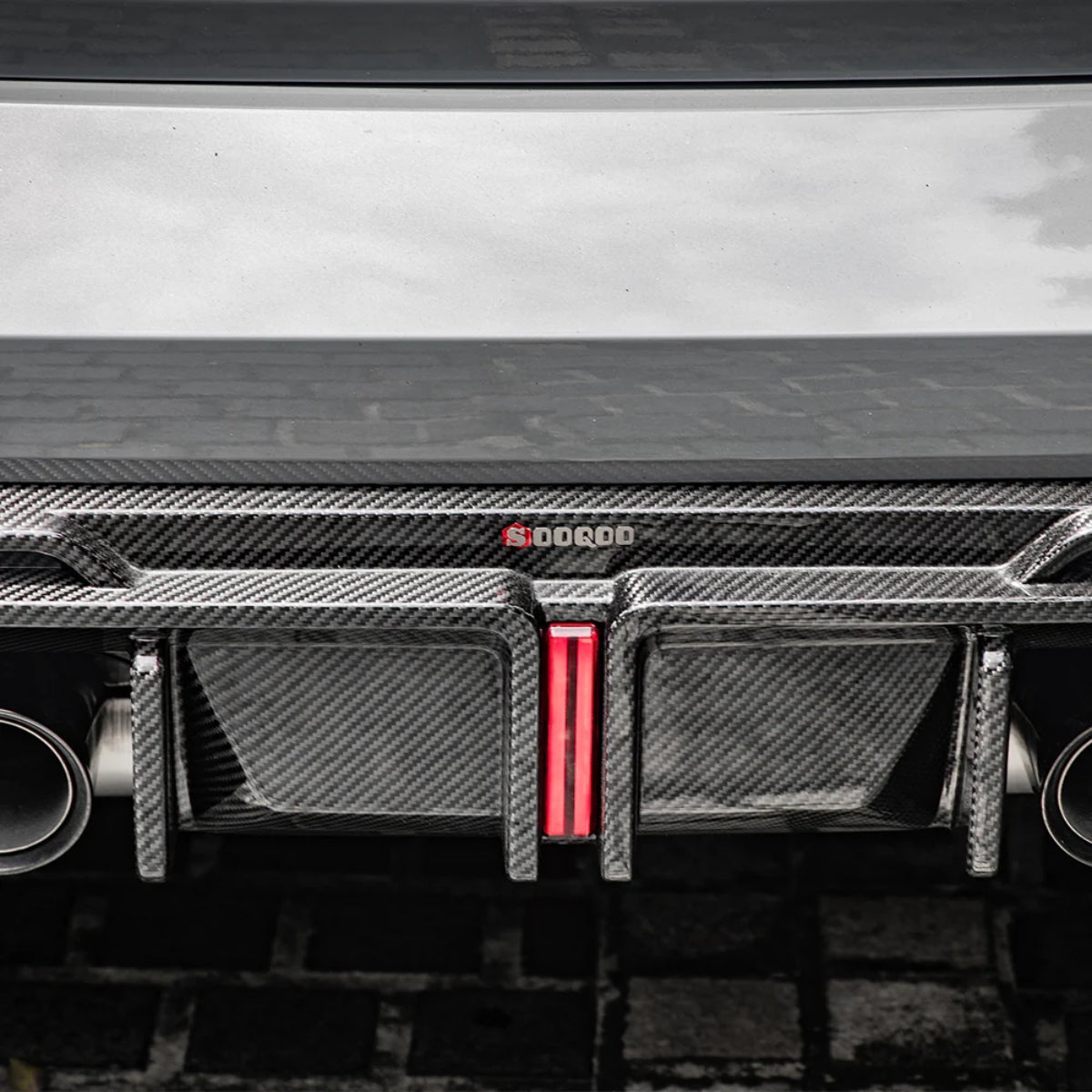 TNF+ SOOQOO Heckdiffusor Set mit Licht Carbon passend für BMW M3 (G80/G81) M4 (G82/G83)