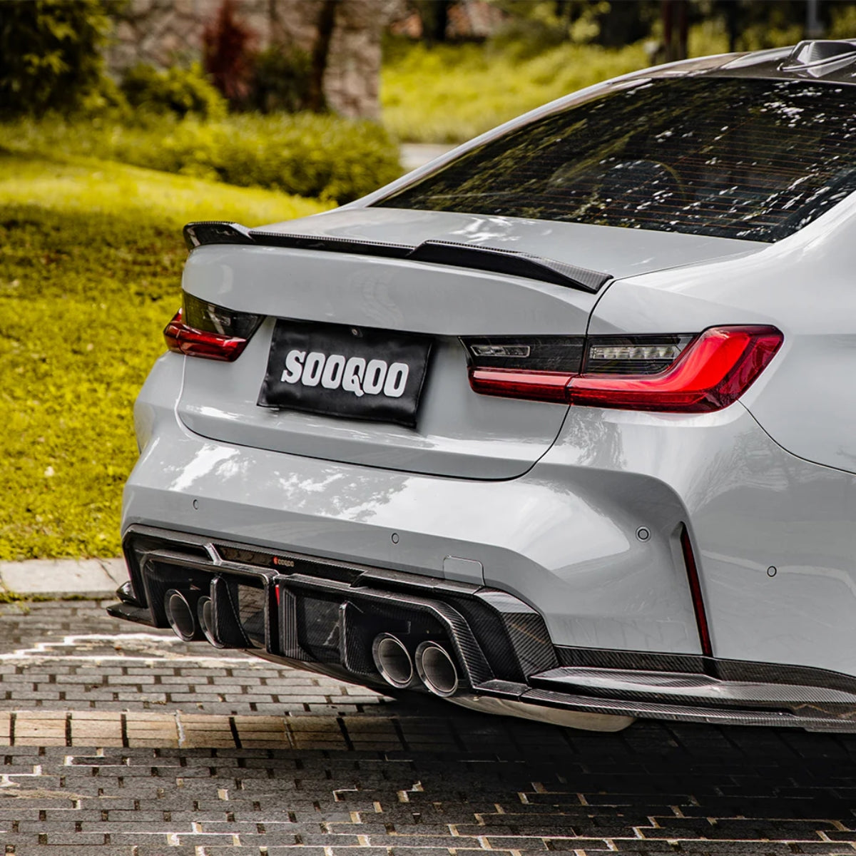 TNF+ SOOQOO Heckdiffusor Set mit Licht Carbon passend für BMW M3 (G80/G81) M4 (G82/G83)