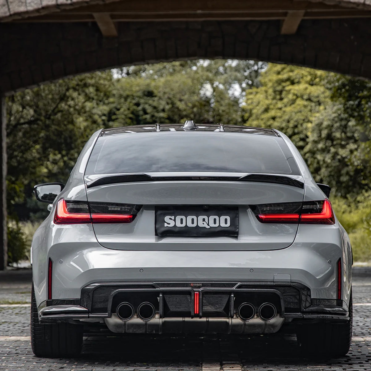 TNF+ SOOQOO Heckdiffusor Set mit Licht Carbon passend für BMW M3 (G80/G81) M4 (G82/G83)