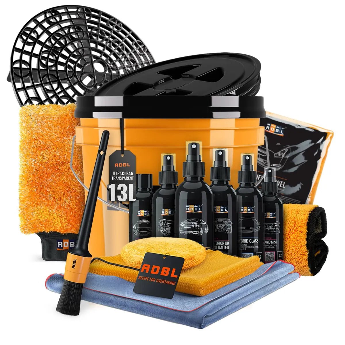 ADBL Exterior Experience Set 16 - teilig mit 13L - Wascheimer + Interior Set