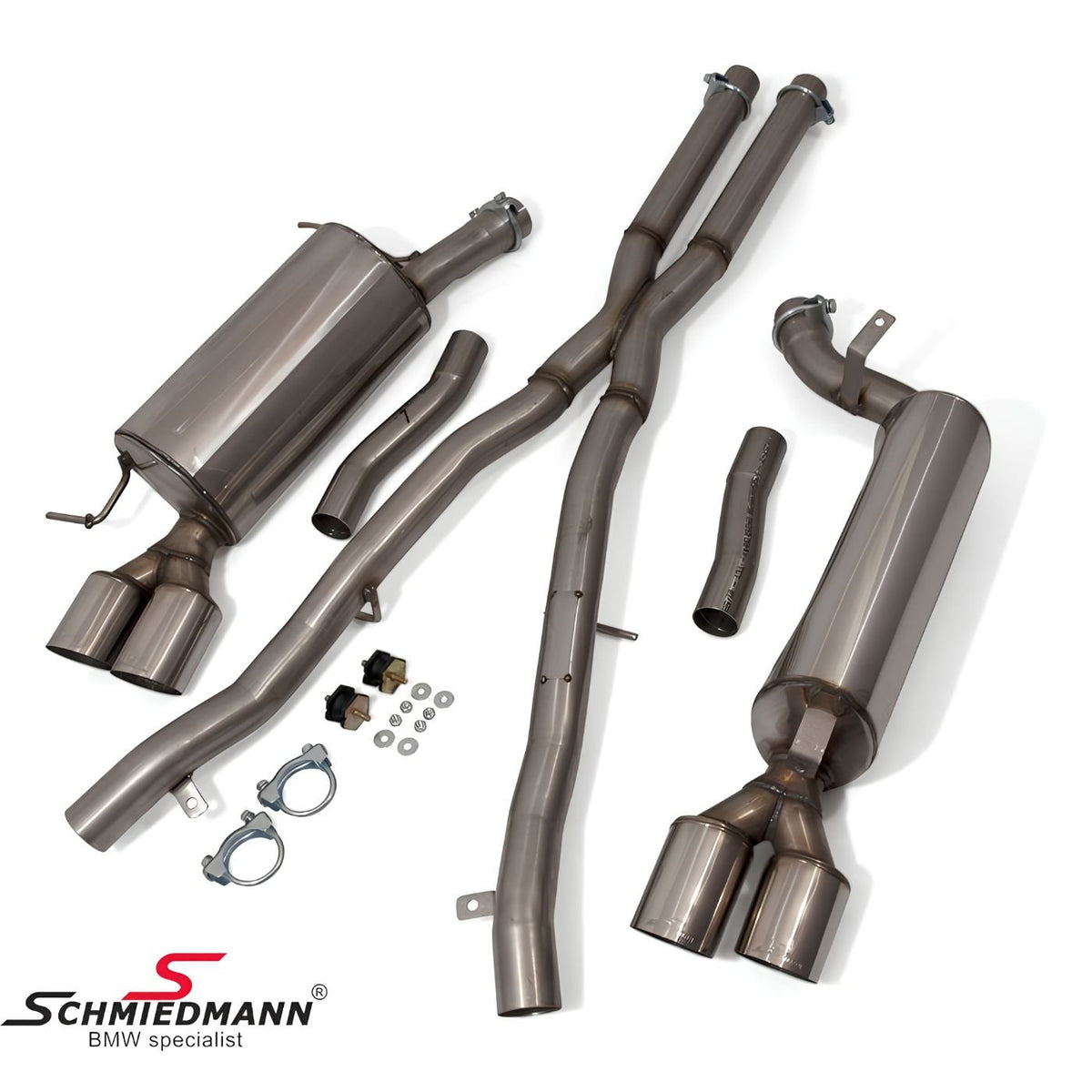 Schmiedmann 4-Rohr Sportauspuffanlage 4x86 mm passend für BMW E60 550i