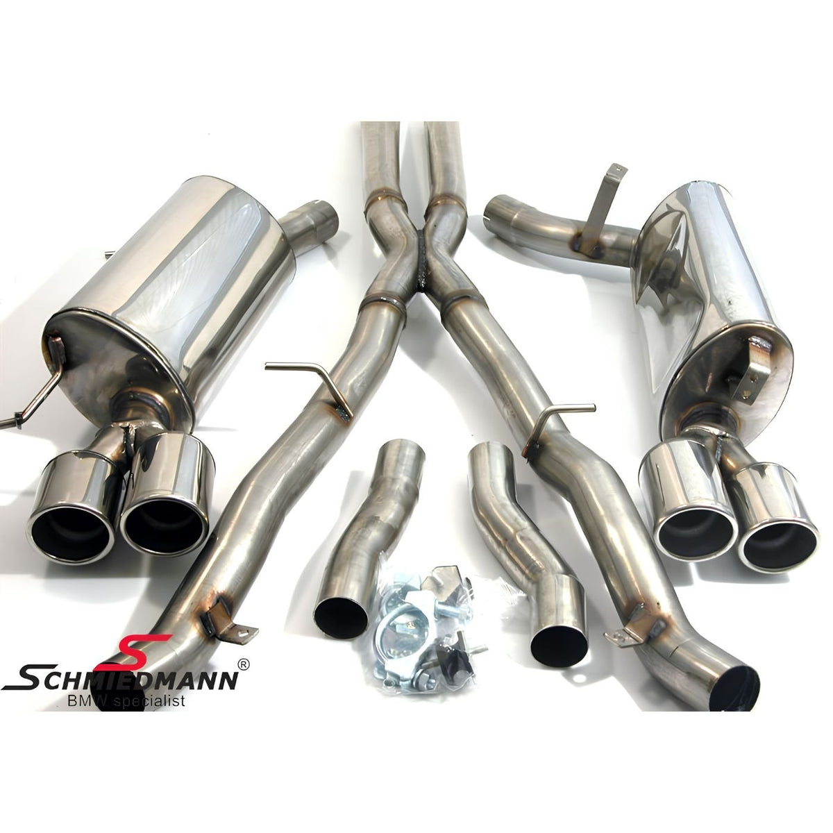 Schmiedmann 4-Rohr Sportauspuffanlage 4x86 mm passend für BMW E60 550i