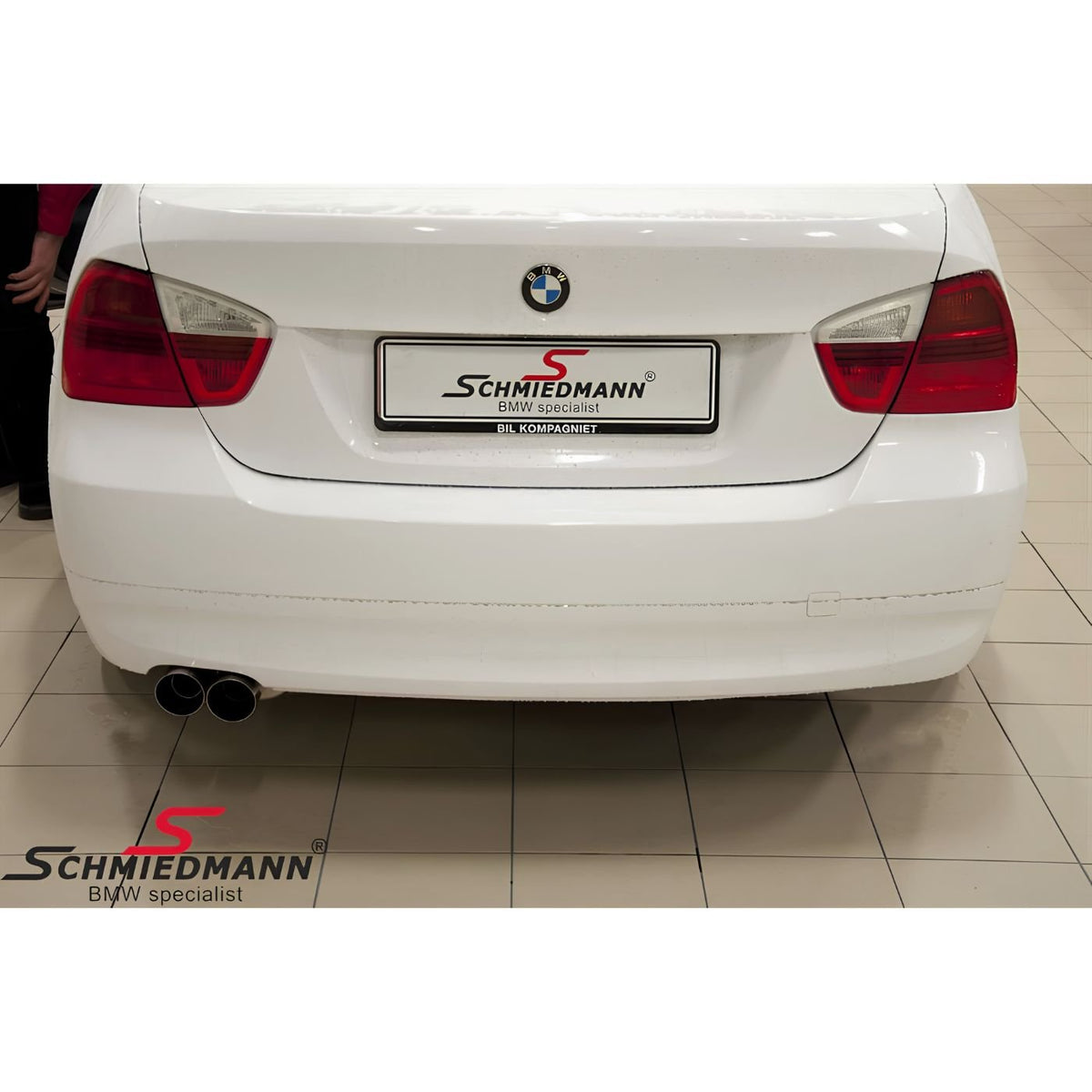 Schmiedmann Edelstahl Sportendschalldämpfer 2x76 mm inkl. X-Rohr passend für BMW E90 325i & 330i