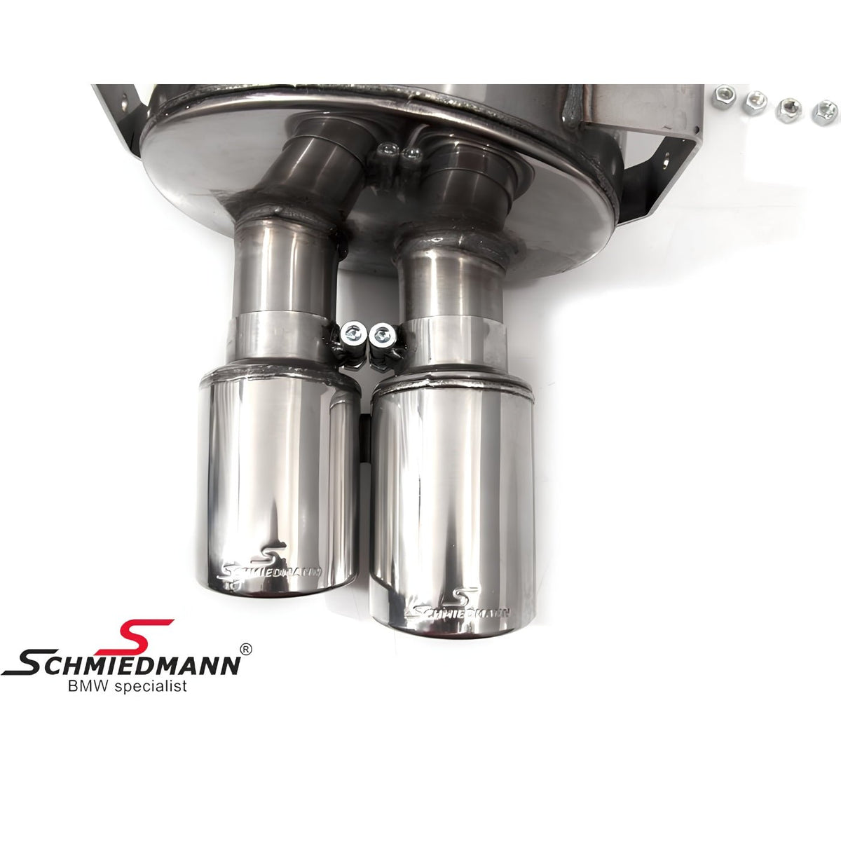 Schmiedmann Edelstahl Sportendschalldämpfer 2x76 mm passend für BMW E60 520i, 523i, 525i & 530i
