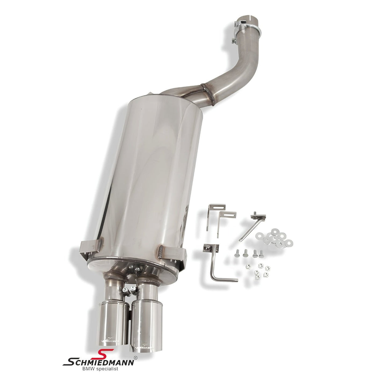 Schmiedmann Edelstahl Sportendschalldämpfer 2x76 mm scharf passend für BMW E60 520i, 523i, 525i & 530i