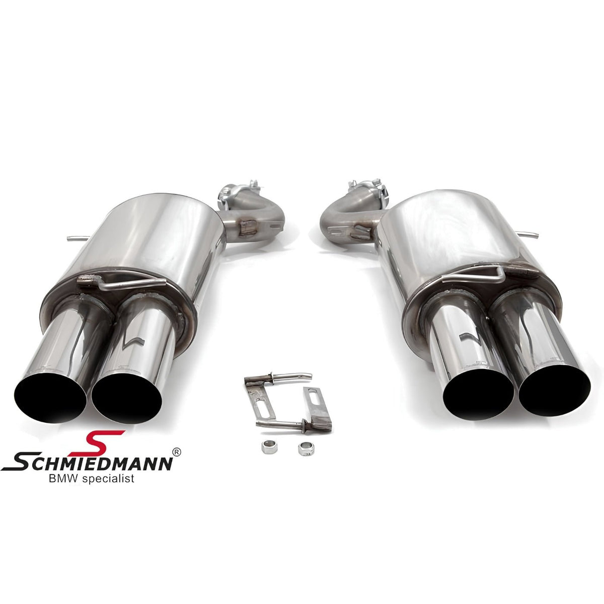 Schmiedmann Edelstahl Sportendschalldämpfer 4x86 mm passend für BMW E92 335i & 335d – mit TÜV