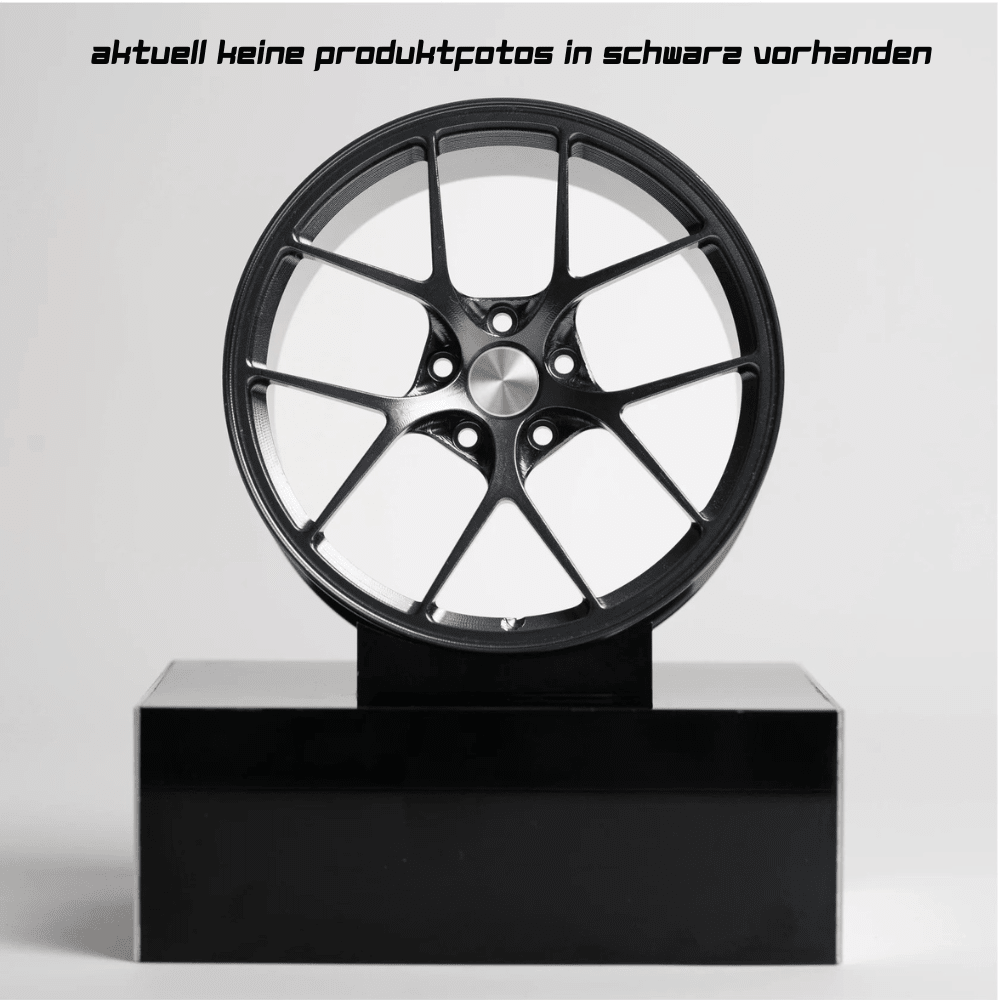 CNC-gefräste Aluminium Deko Felge im Maßstab 1:5, 10-Spoke Classic in Schwarz, Frontansicht