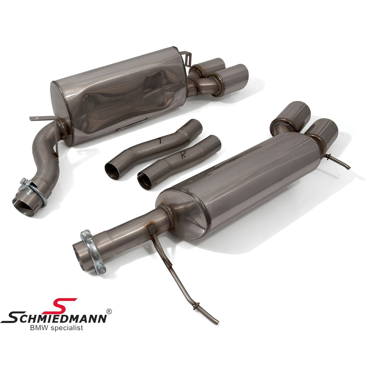 Schmiedmann 4-Rohr Sportauspuffanlage 4x86 mm passend für BMW E60 550i