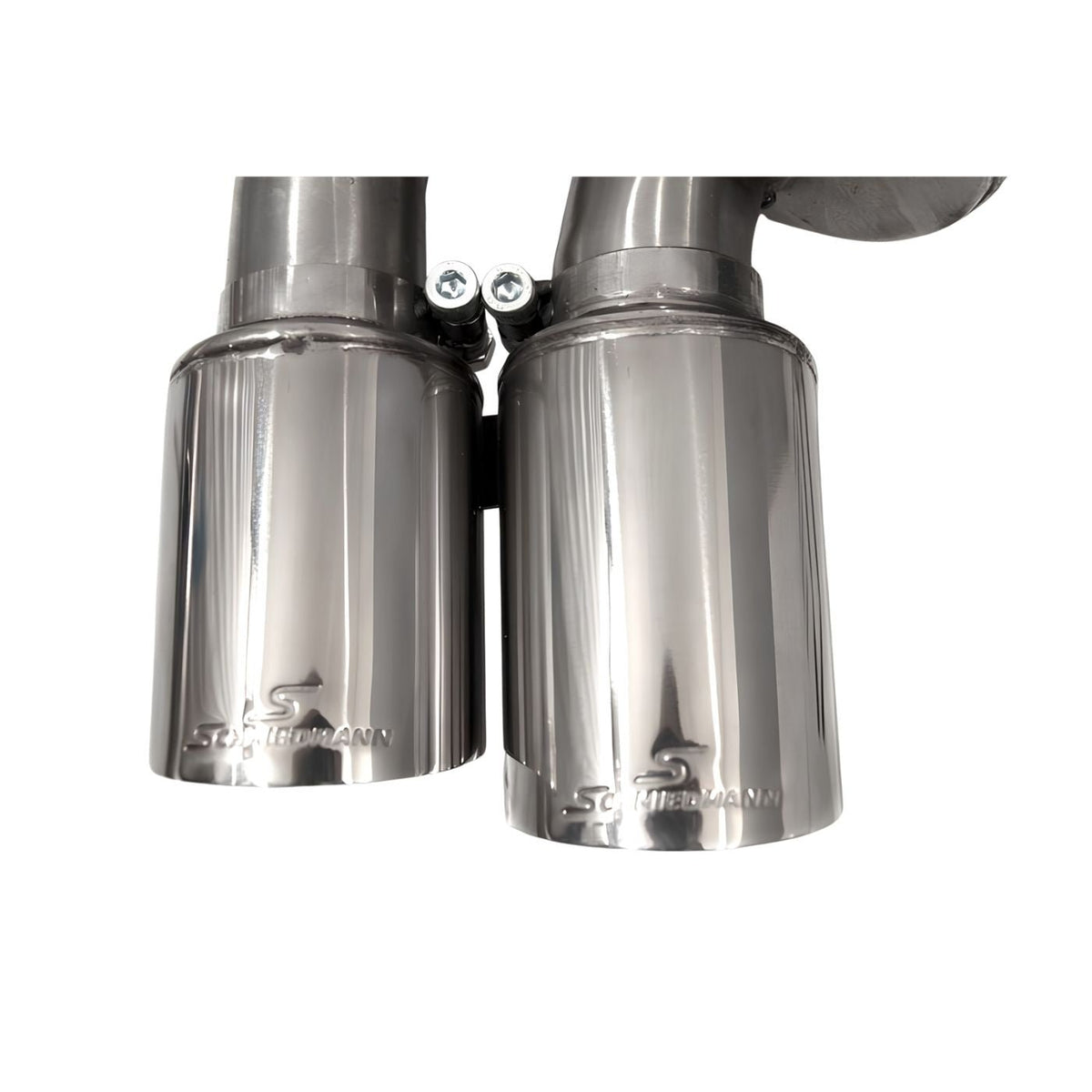Schmiedmann Edelstahl Sportendschalldämpfer 2x76 mm gerollt inkl. X-Rohr passend für BMW E91 325i & 330i