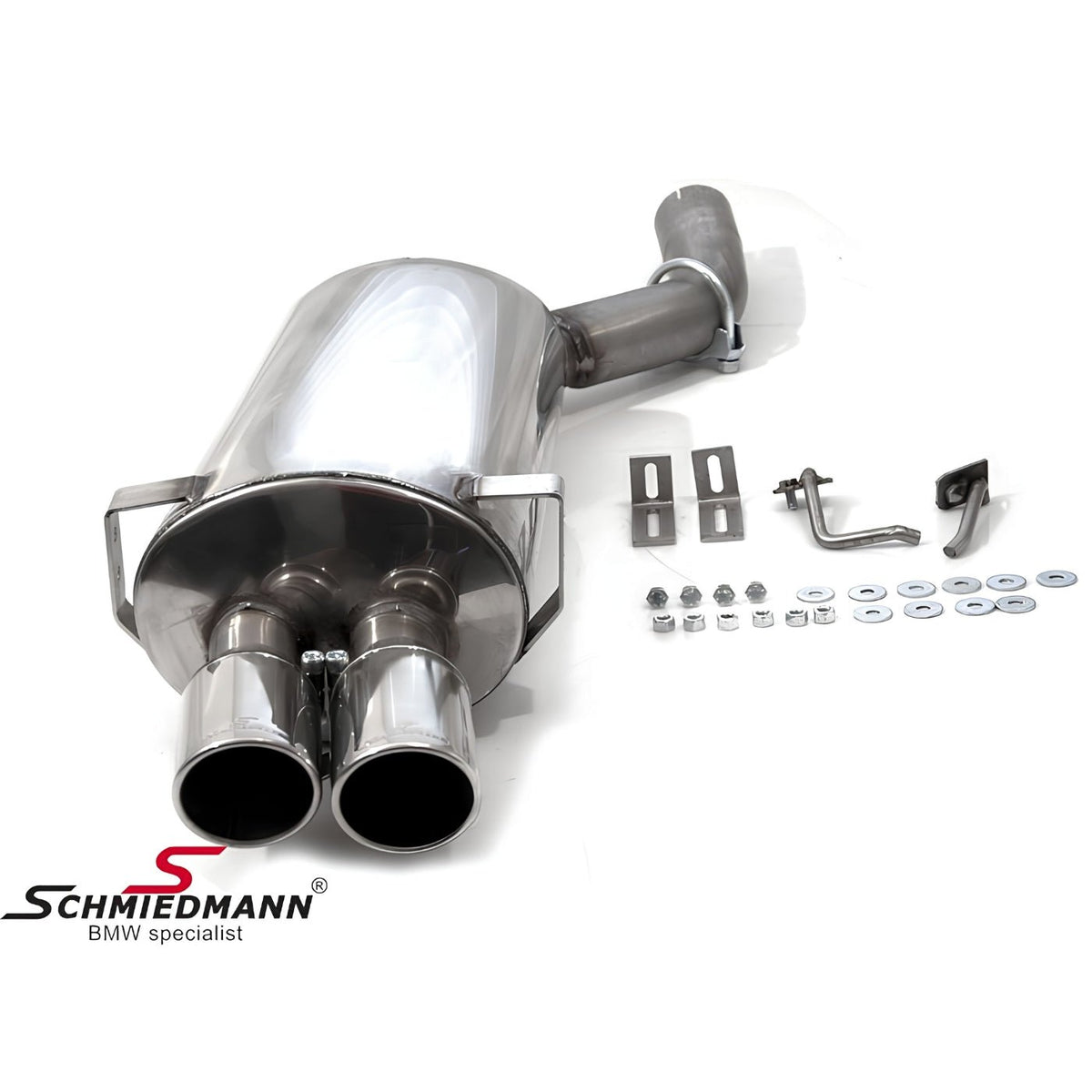 Schmiedmann Edelstahl Sportendschalldämpfer 2x76 mm passend für BMW E60 520i, 523i, 525i & 530i