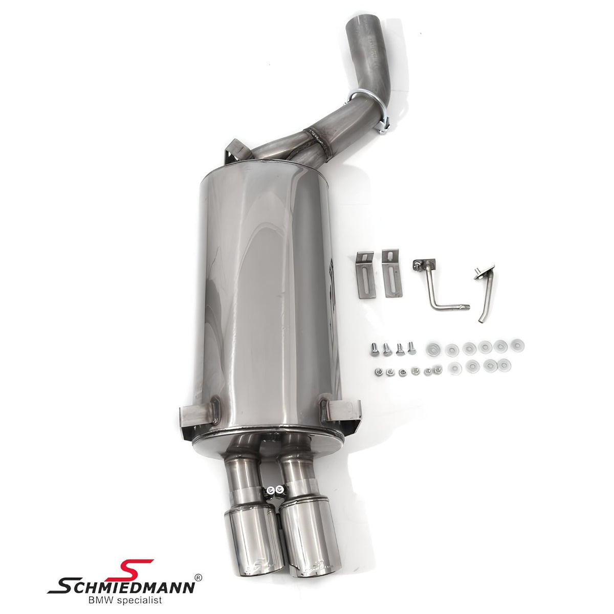 Schmiedmann Edelstahl Sportendschalldämpfer 2x76 mm passend für BMW E60 520i, 523i, 525i & 530i