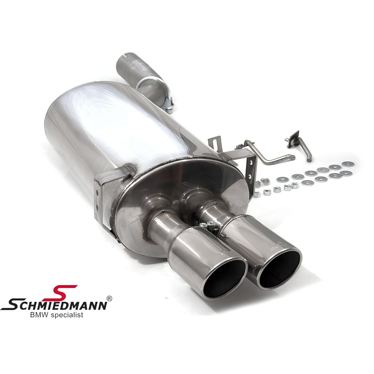 Schmiedmann Edelstahl Sportendschalldämpfer 2x76 mm passend für BMW E60 520i, 523i, 525i & 530i
