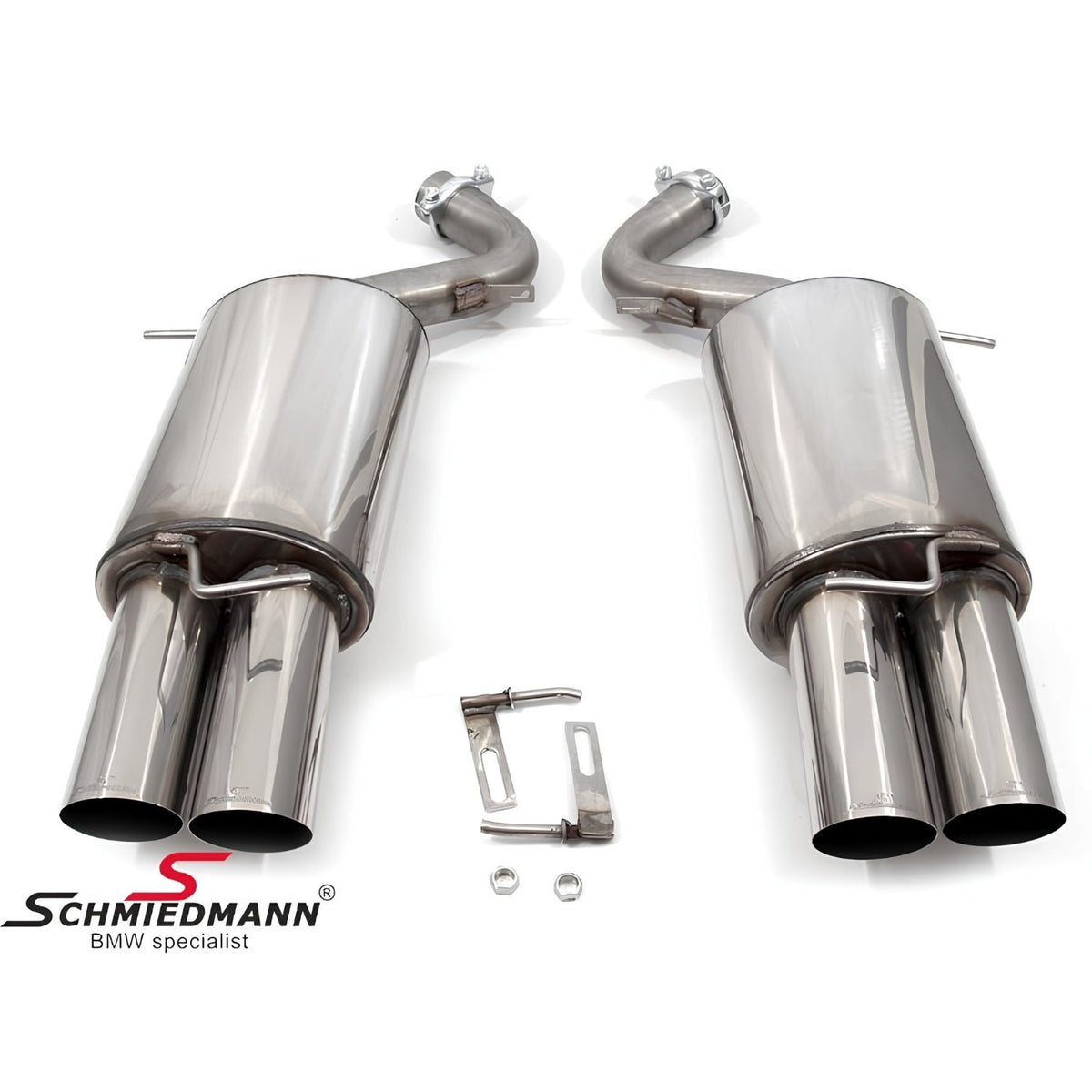 Schmiedmann Edelstahl Sportendschalldämpfer 4x86 mm passend für BMW E92 335i & 335d – mit TÜV