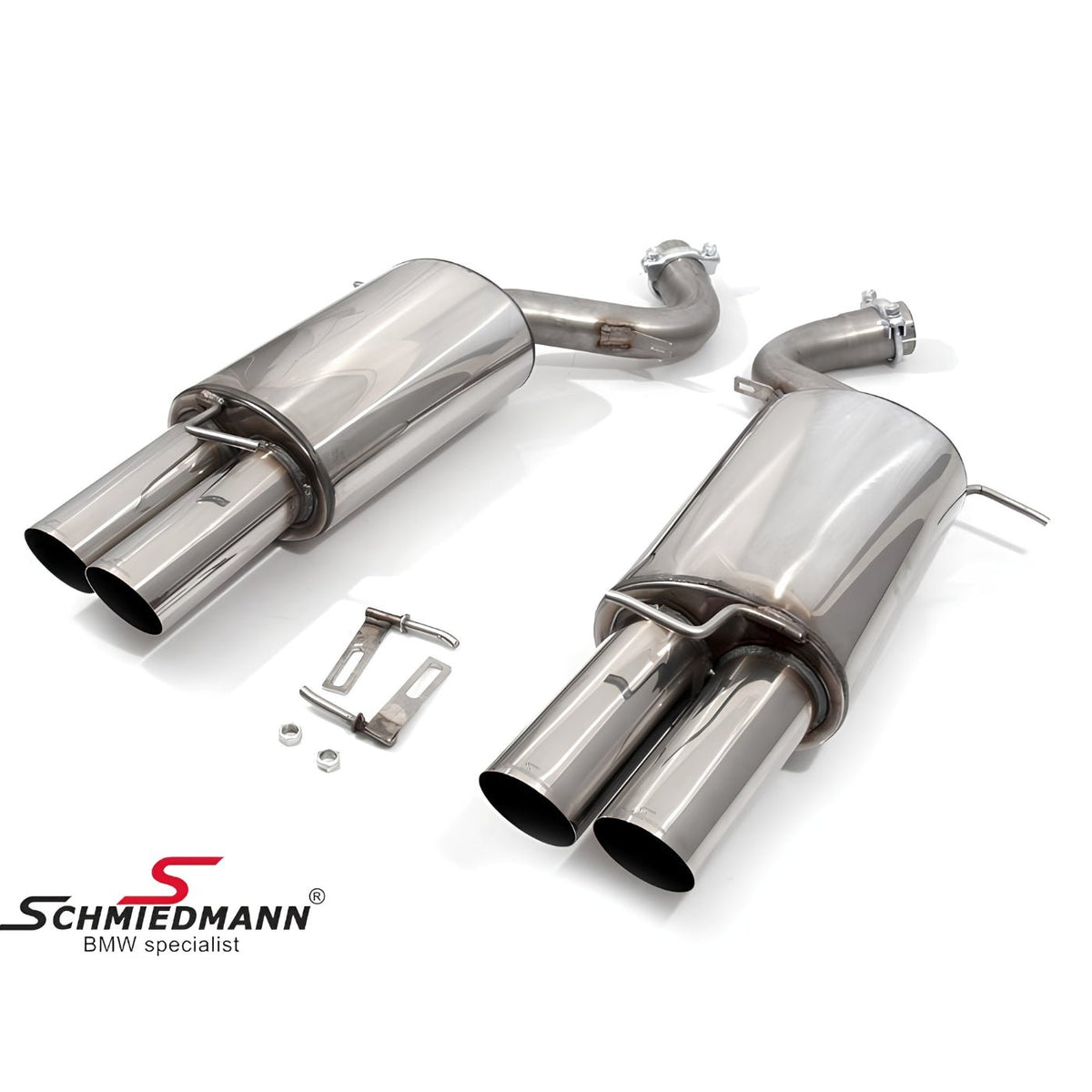 Schmiedmann Edelstahl Sportendschalldämpfer 4x86 mm passend für BMW E92 335i & 335d – mit TÜV