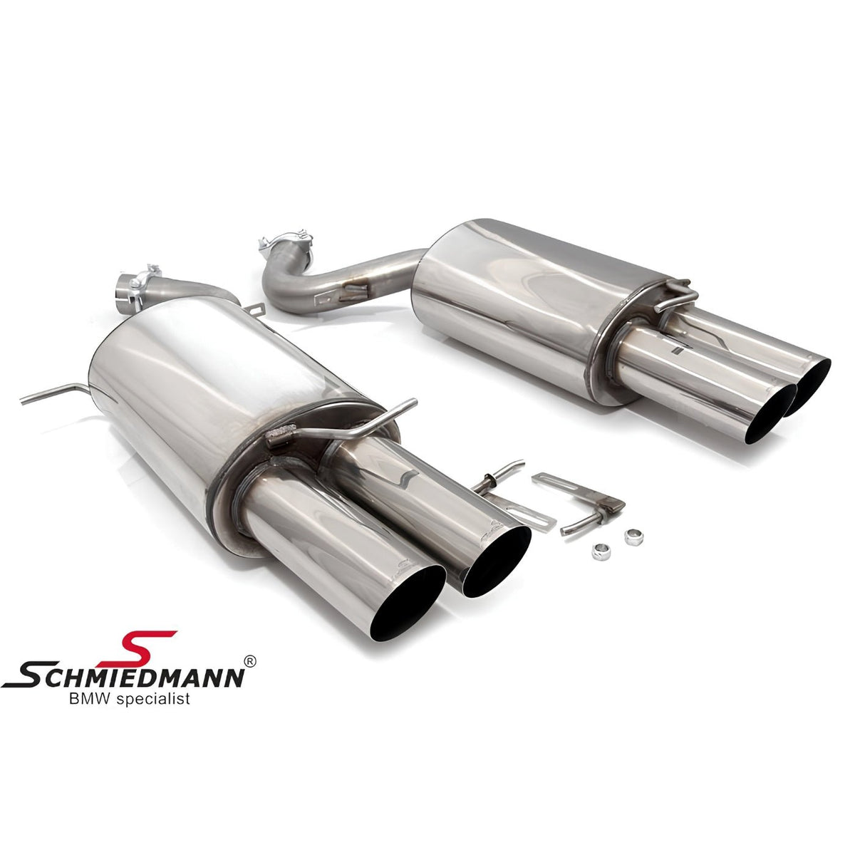 Schmiedmann Edelstahl Sportendschalldämpfer 4x86 mm passend für BMW E92 335i & 335d – mit TÜV