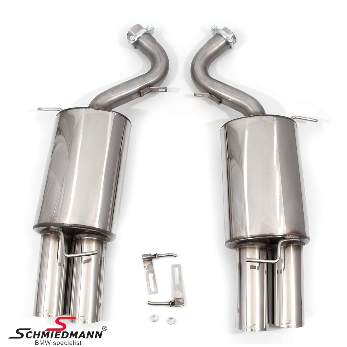Schmiedmann Edelstahl Sportendschalldämpfer 4x86 mm passend für BMW E92 335i & 335d – mit TÜV