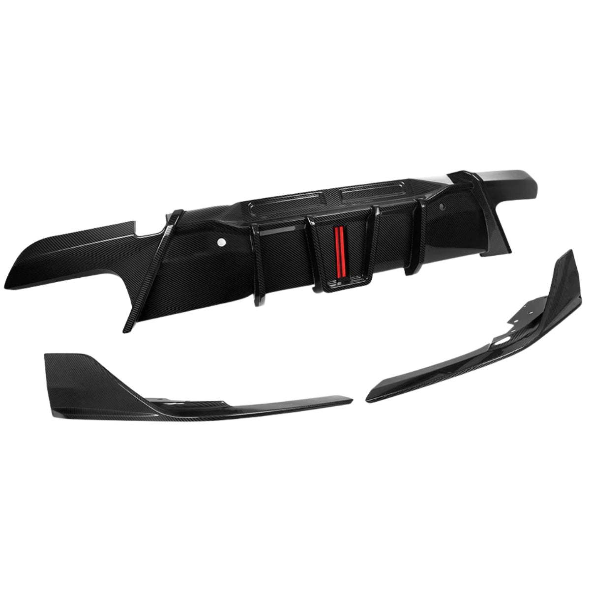 TNF+ SOOQOO Heckdiffusor mit LED Carbon passend für BMW X6 (F96/F96 Facelift)