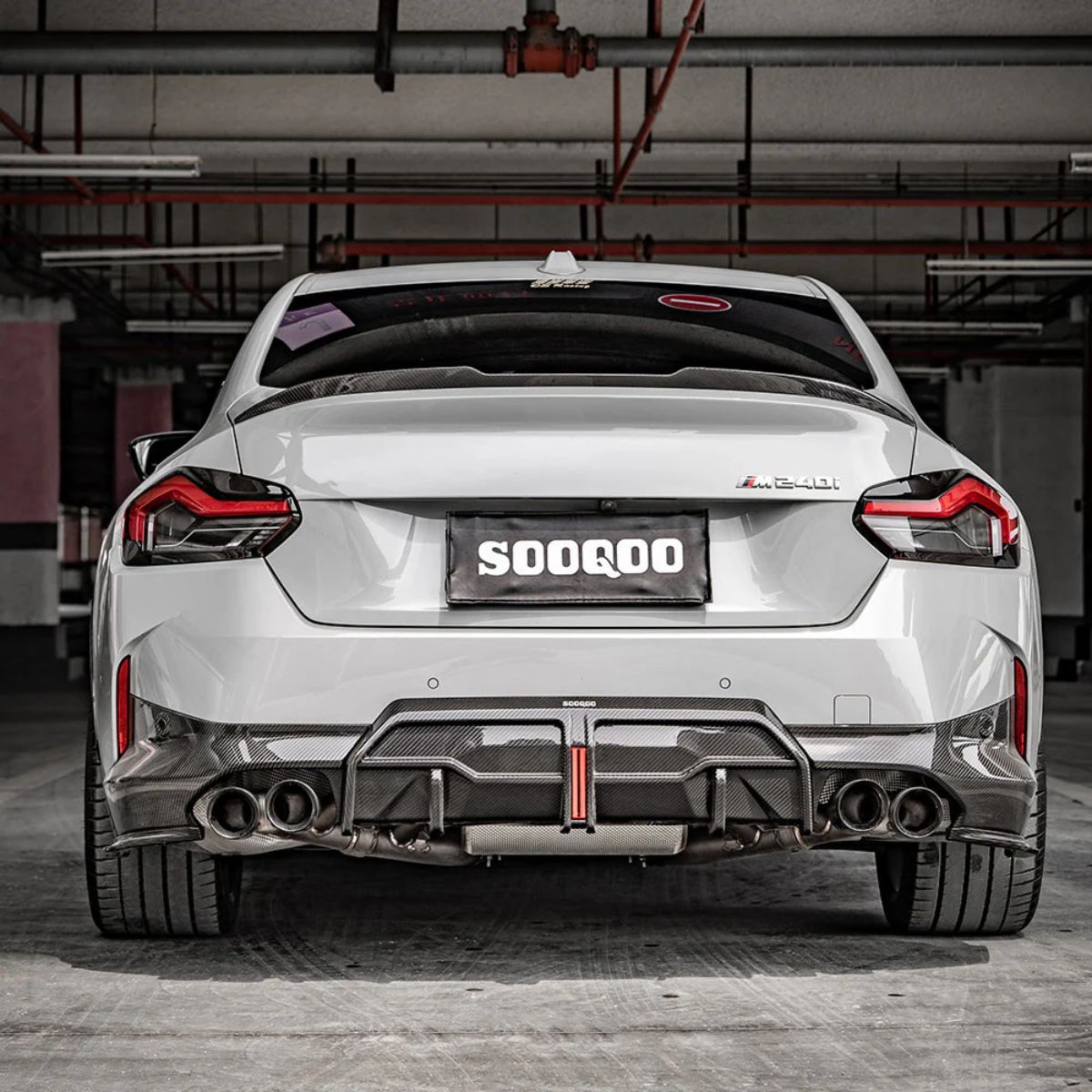 TNF+ SOOQOO Heckdiffusor mit Licht Carbon passend für BMW 2er (G42)