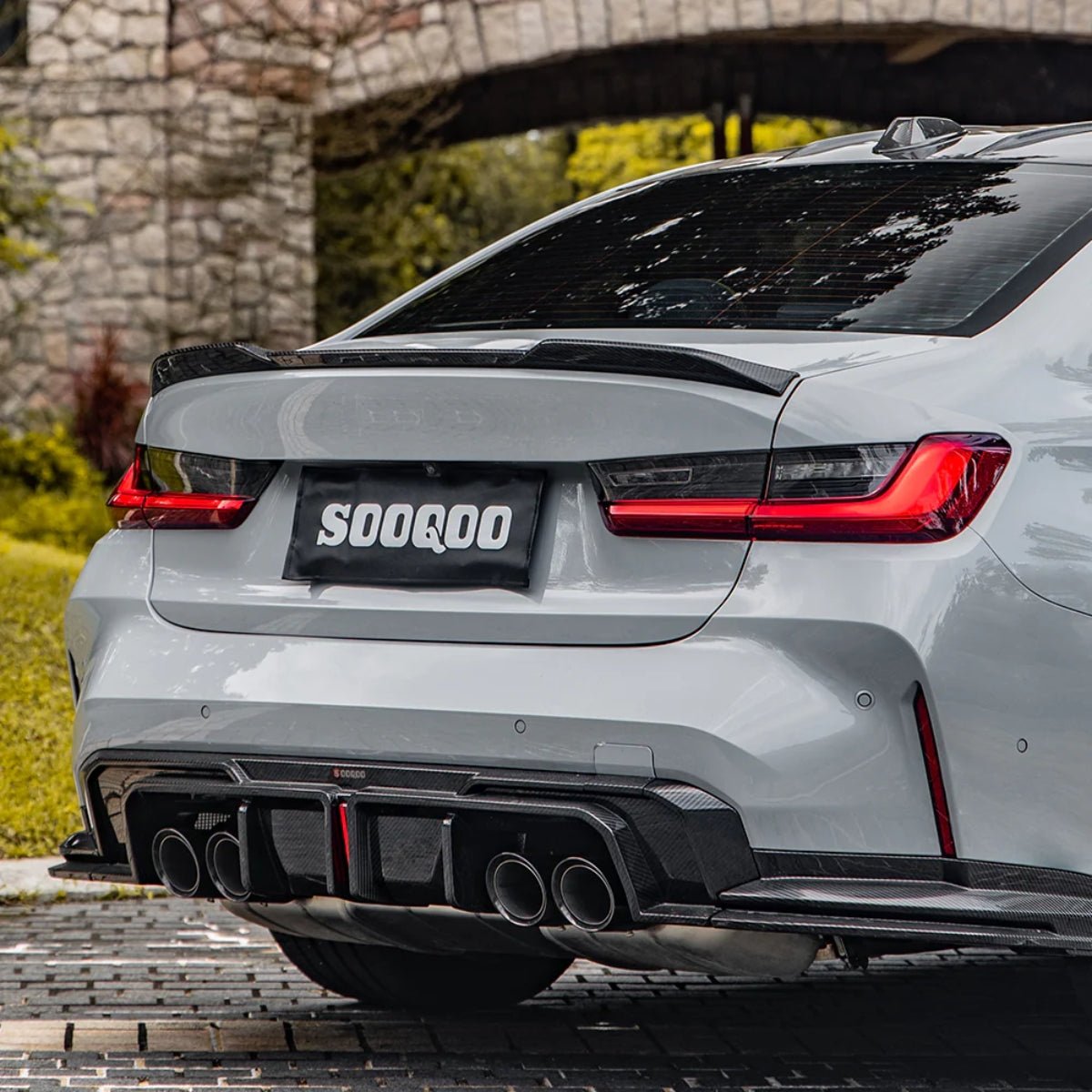 TNF+ SOOQOO Heckdiffusor Set mit Licht Carbon passend für BMW M3 (G80/G81) M4 (G82/G83)