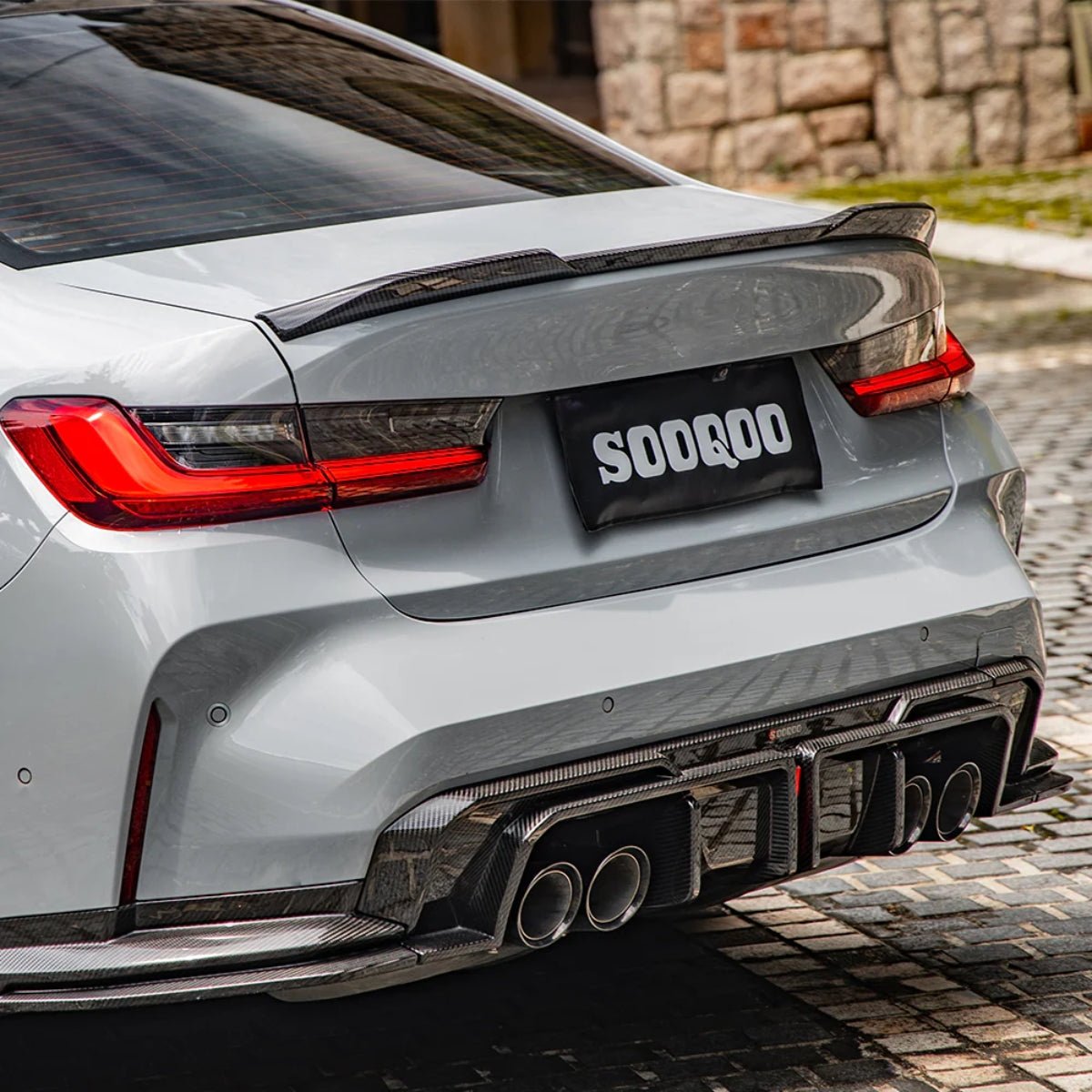 TNF+ SOOQOO Heckdiffusor Set mit Licht Carbon passend für BMW M3 (G80/G81) M4 (G82/G83)