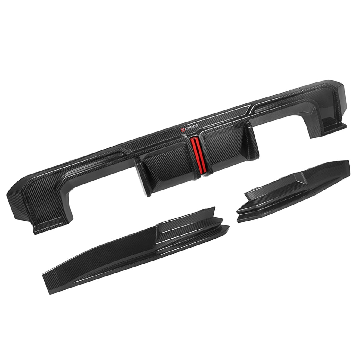 TNF+ SOOQOO Heckdiffusor Set mit Licht Carbon passend für BMW M3 (G80/G81) M4 (G82/G83)
